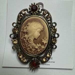 New Cameo brooch - brown